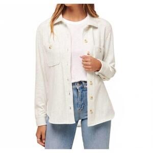 NEW TRAVISMATHEW cloud fleece shacket in heather light grey